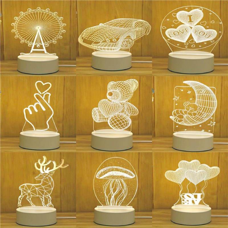 đèn ngủ 3D nhiều hình để bàn